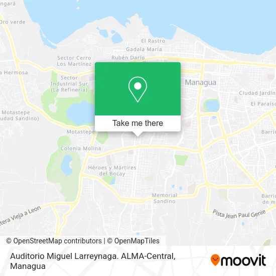 Mapa de Auditorio Miguel Larreynaga. ALMA-Central