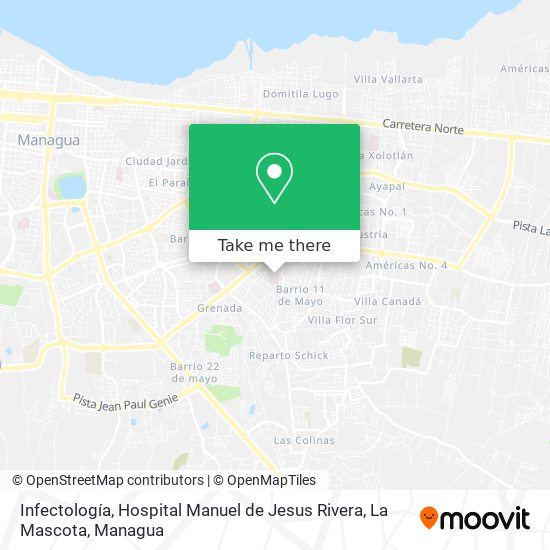 Infectología, Hospital Manuel de Jesus Rivera, La Mascota map