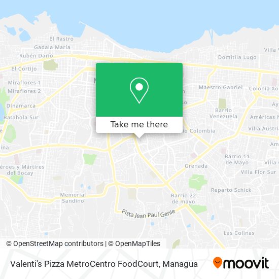 Valenti's Pizza MetroCentro FoodCourt map