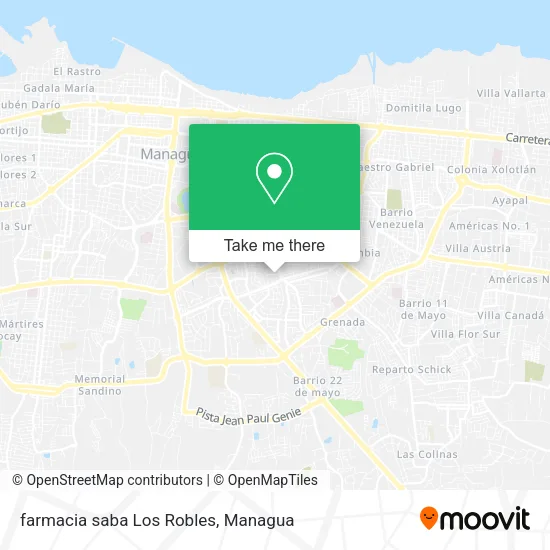Mapa de farmacia saba Los Robles