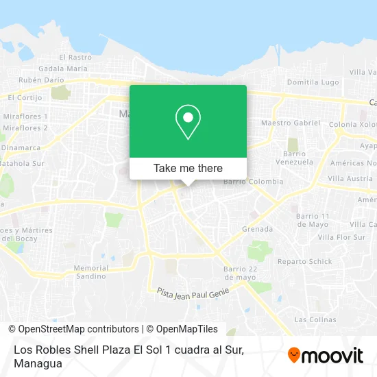 Los Robles Shell Plaza El Sol 1 cuadra al Sur map