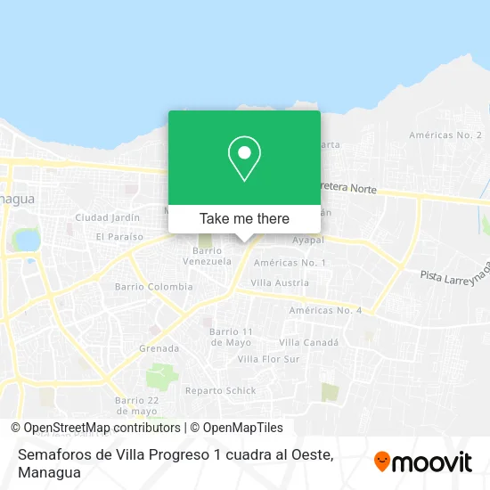Mapa de Semaforos de Villa Progreso 1 cuadra al Oeste