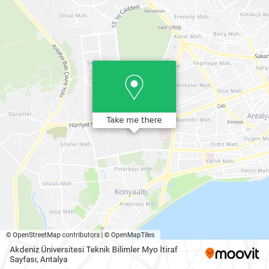 Akdeniz Üniversitesi Teknik Bilimler Myo İtiraf Sayfası map