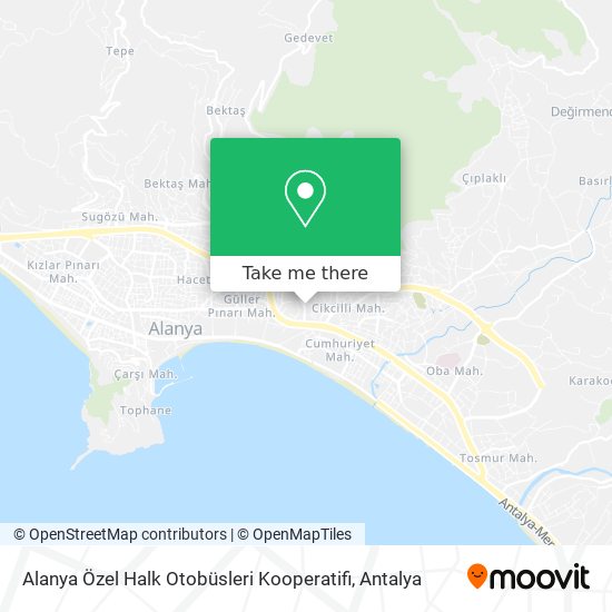 Alanya Özel Halk Otobüsleri Kooperatifi map