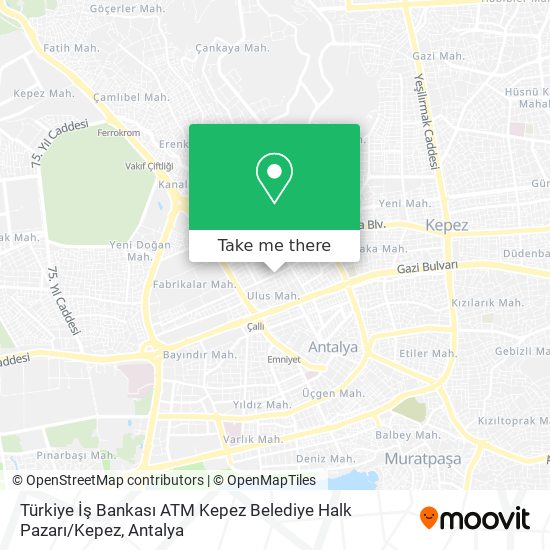 Türkiye İş Bankası ATM Kepez Belediye Halk Pazarı / Kepez map