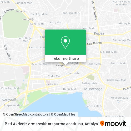 Bati Akdeniz ormancılık araştırma enstitusu map