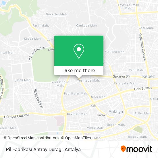 Pil Fabrikası Antray Durağı map