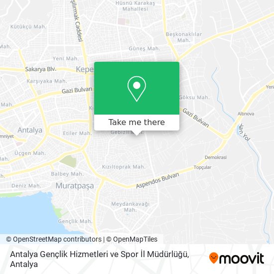 Antalya Gençlik Hizmetleri ve Spor İl Müdürlüğü map