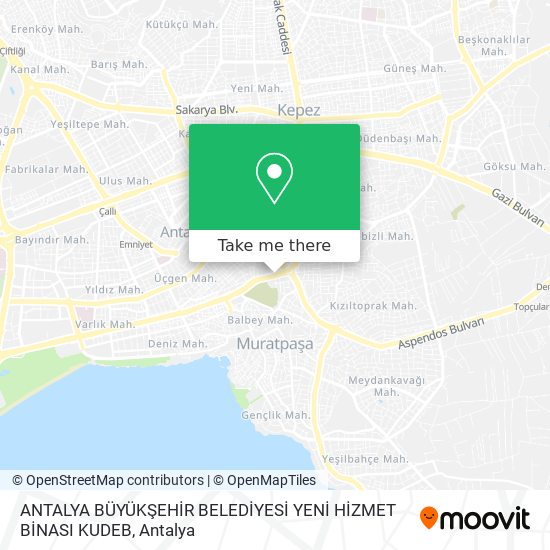 ANTALYA BÜYÜKŞEHİR BELEDİYESİ YENİ HİZMET BİNASI  KUDEB map