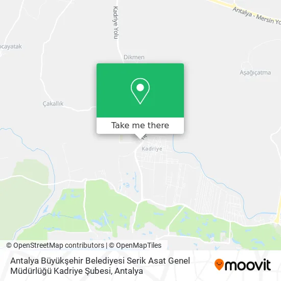 Antalya Büyükşehir Belediyesi Serik Asat Genel Müdürlüğü Kadriye Şubesi map