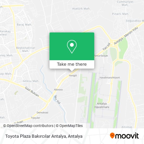 Toyota Plaza Bakırcılar Antalya map