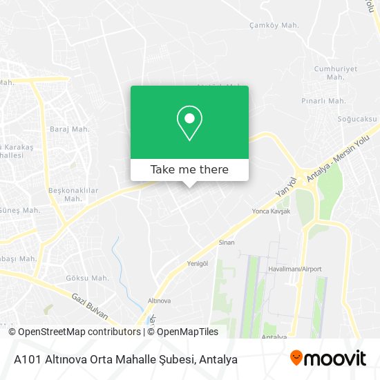 A101 Altınova Orta Mahalle Şubesi map