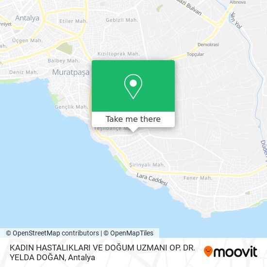 KADIN HASTALIKLARI VE DOĞUM UZMANI OP. DR. YELDA DOĞAN map