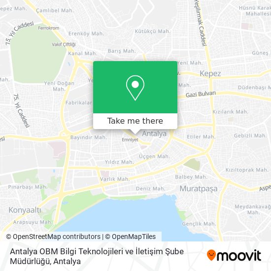 Antalya OBM Bilgi Teknolojileri ve İletişim Şube Müdürlüğü map