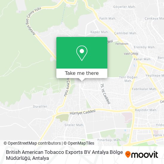 British American Tobacco Exports BV Antalya Bölge Müdürlüğü map