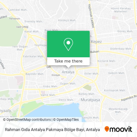 Rahman Gıda Antalya Pakmaya Bölge Bayi map