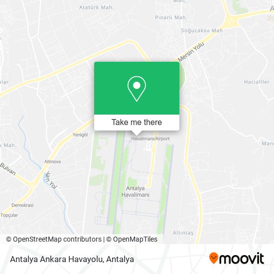 Antalya Ankara Havayolu map