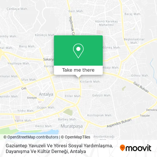 Gaziantep Yavuzeli Ve Yöresi Sosyal Yardımlaşma, Dayanışma Ve Kültür Derneği map