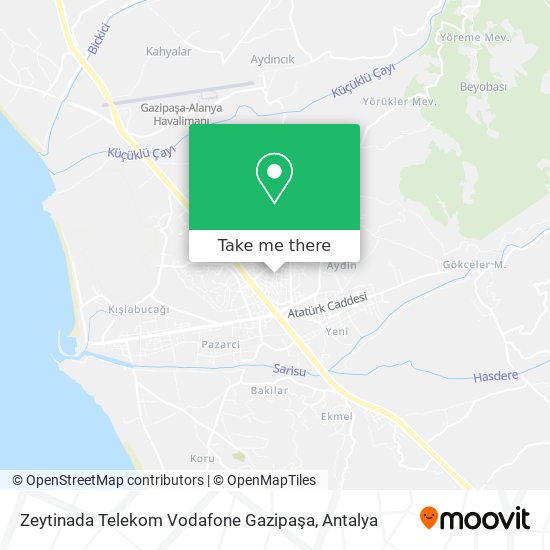 Zeytinada Telekom Vodafone Gazipaşa map