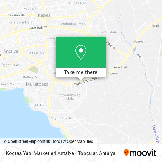 Koçtaş Yapı Marketleri Antalya - Topçular map