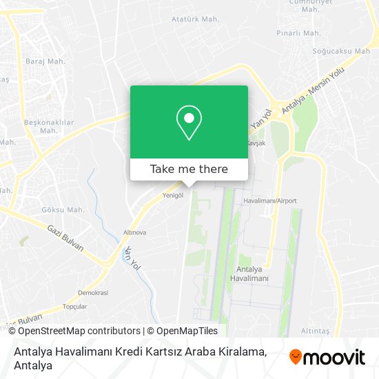 Antalya Havalimanı Kredi Kartsız Araba Kiralama map
