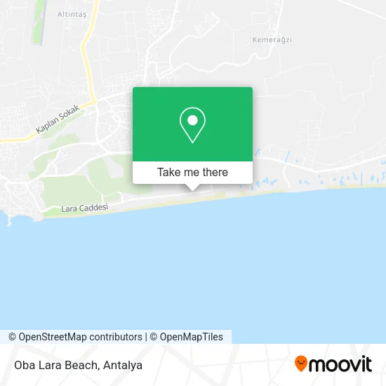 Oba Lara Beach map