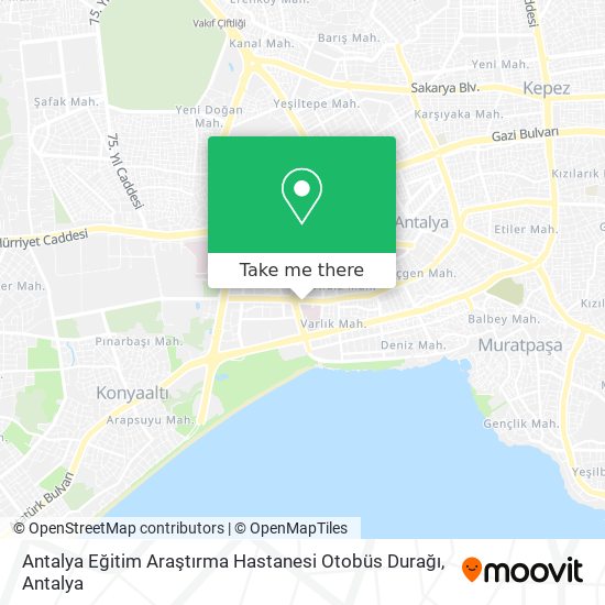 Antalya Eğitim Araştırma Hastanesi Otobüs Durağı map