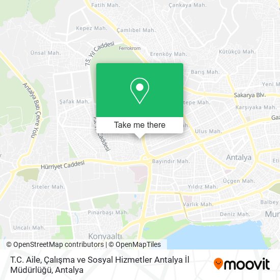T.C. Aile, Çalışma ve Sosyal Hizmetler Antalya İl Müdürlüğü map