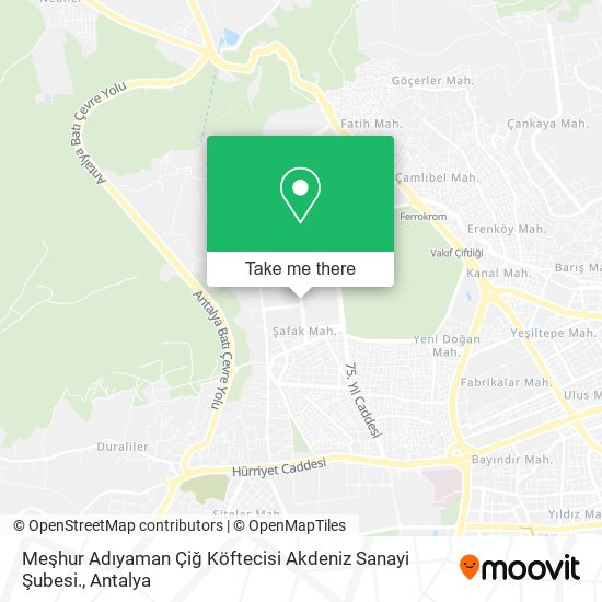 Meşhur Adıyaman Çiğ Köftecisi Akdeniz Sanayi Şubesi. map