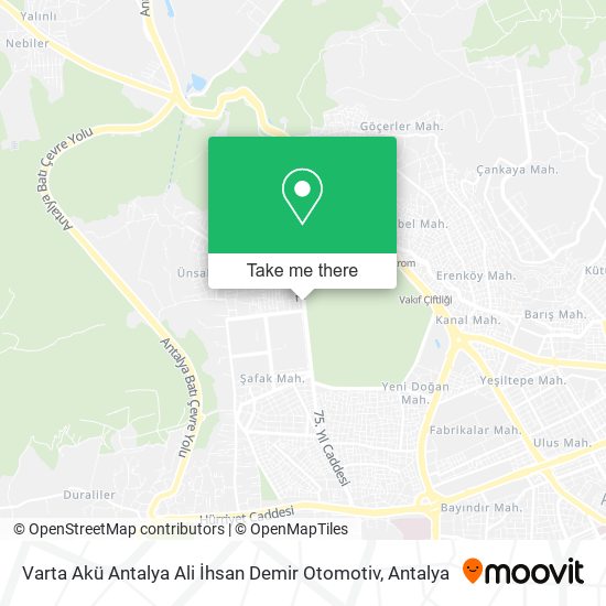 Varta Akü Antalya Ali İhsan Demir Otomotiv map