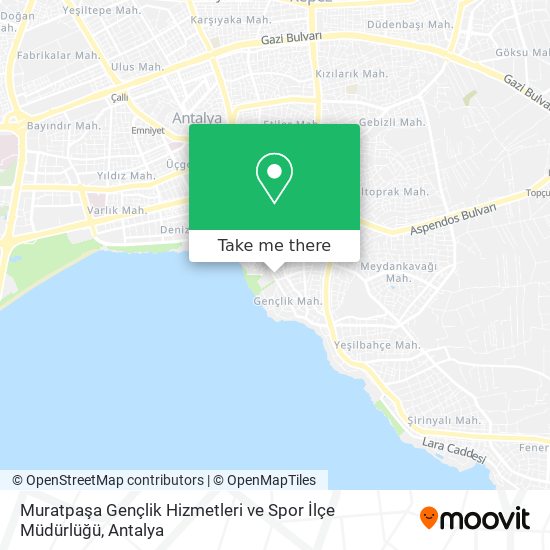 Muratpaşa Gençlik Hizmetleri ve Spor İlçe Müdürlüğü map