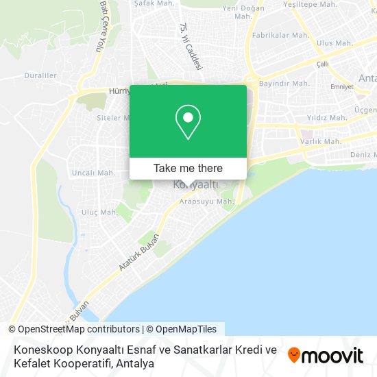 Koneskoop Konyaaltı Esnaf ve Sanatkarlar Kredi ve Kefalet Kooperatifi map