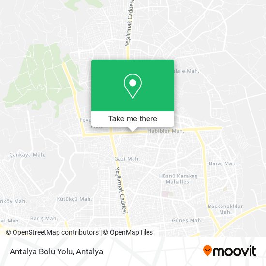 Antalya Bolu Yolu map