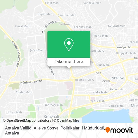 Antalya Valiliği Aile ve Sosyal Politikalar İl Müdürlüğü map
