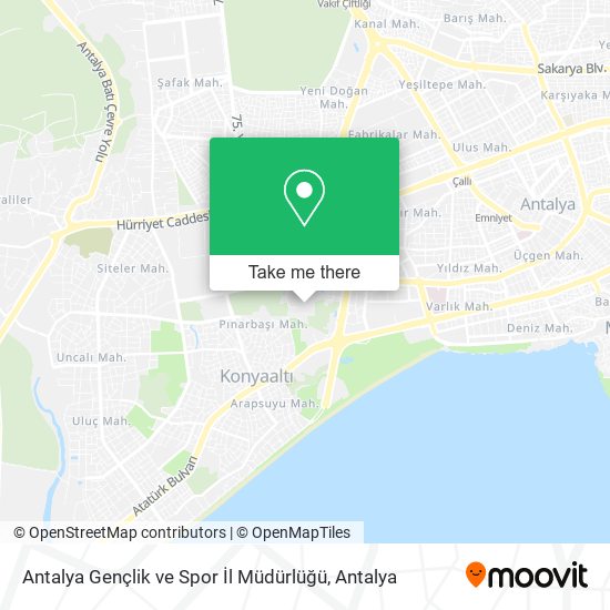 Antalya Gençlik ve Spor İl Müdürlüğü map
