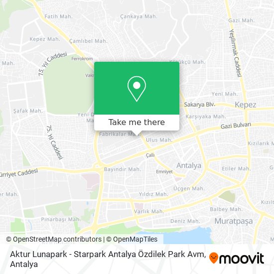 Aktur Lunapark - Starpark Antalya Özdilek Park Avm map