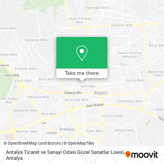 Antalya Ticaret ve Sanayi Odası Güzel Sanatlar Lisesi map