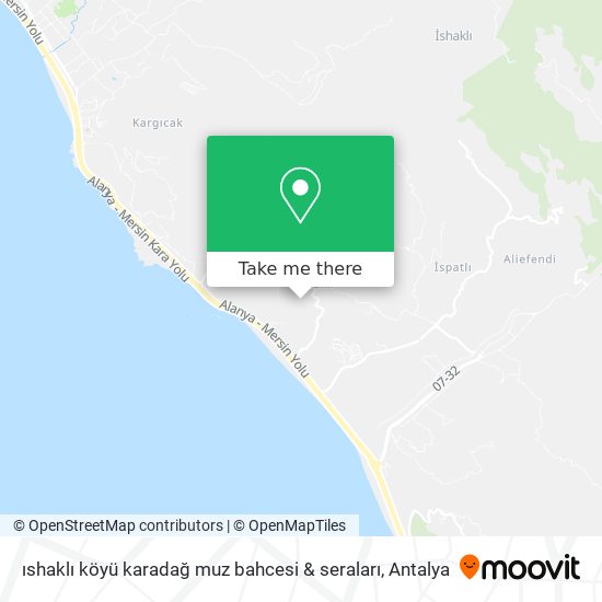 ıshaklı köyü karadağ muz bahcesi & seraları map