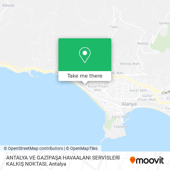 ANTALYA VE GAZİPAŞA HAVAALANI SERVİSLERİ KALKIŞ NOKTASI map