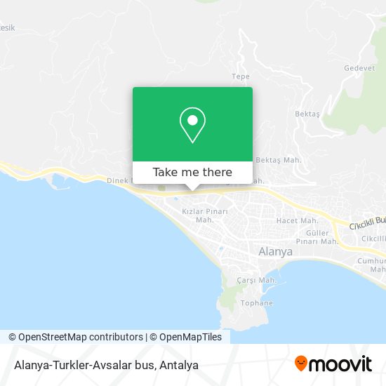 Alanya-Turkler-Avsalar bus map