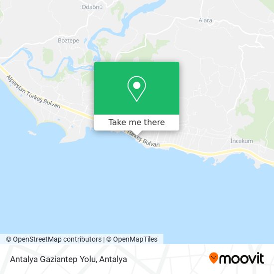 Antalya Gaziantep Yolu map