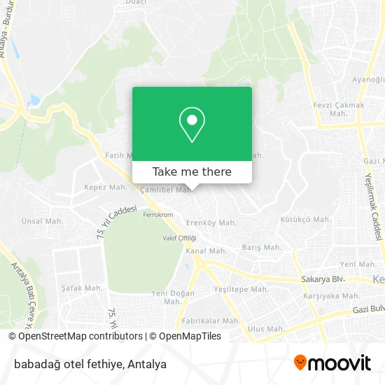 babadağ otel fethiye map