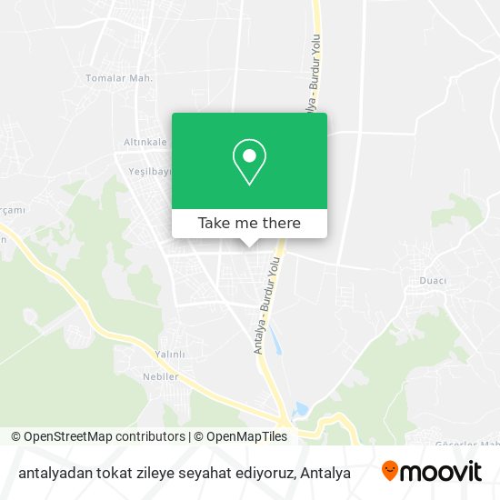antalyadan tokat zileye seyahat ediyoruz map