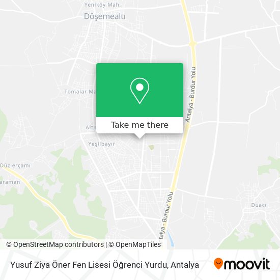 Yusuf Ziya Öner Fen Lisesi Öğrenci Yurdu map