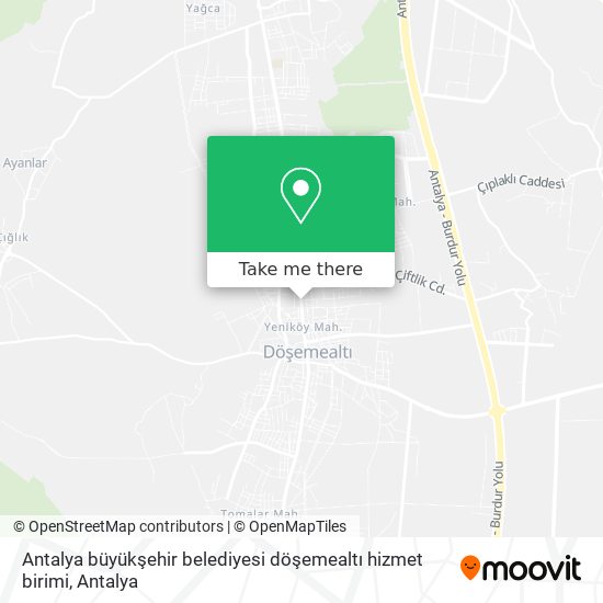 Antalya büyükşehir belediyesi döşemealtı hizmet birimi map
