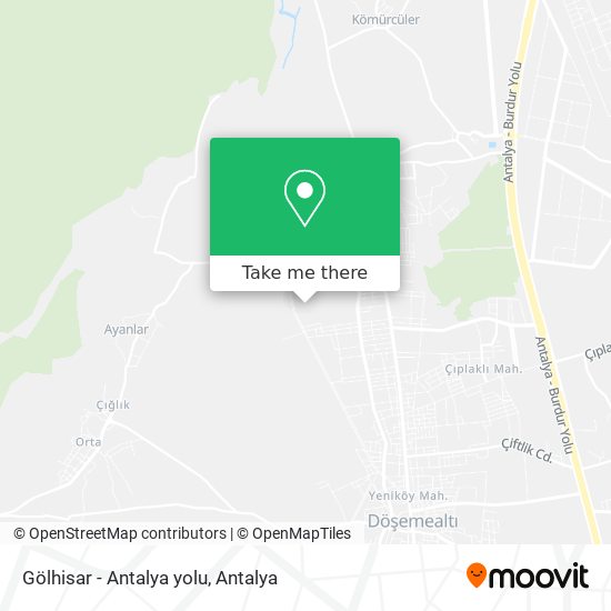 Gölhisar - Antalya yolu map