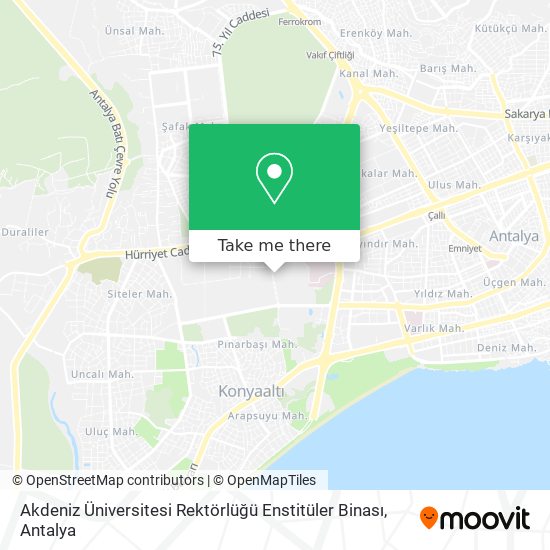 Akdeniz Üniversitesi Rektörlüğü Enstitüler Binası map