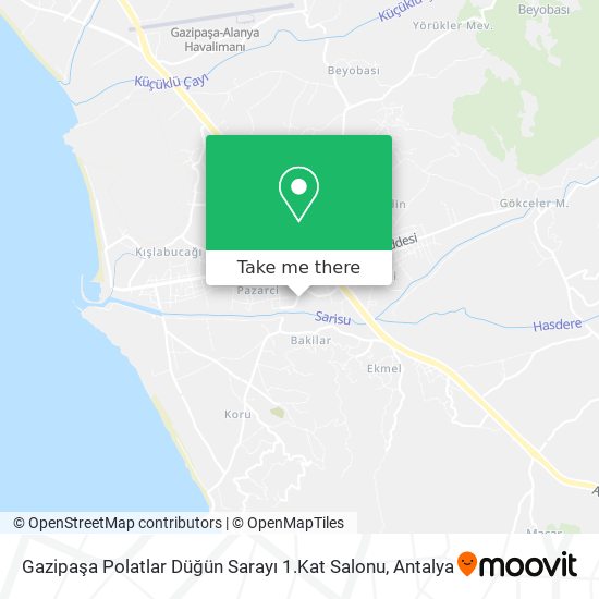 Gazipaşa Polatlar Düğün Sarayı 1.Kat Salonu map