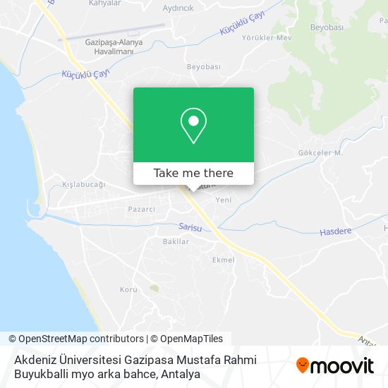 Akdeniz Üniversitesi Gazipasa Mustafa Rahmi Buyukballi myo arka bahce map