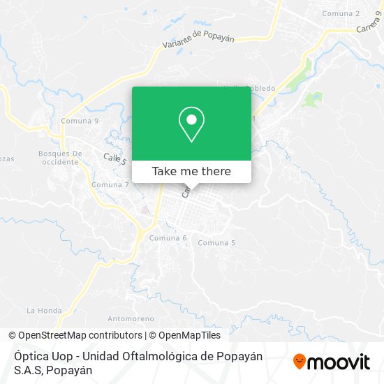 Óptica Uop - Unidad Oftalmológica de Popayán S.A.S map